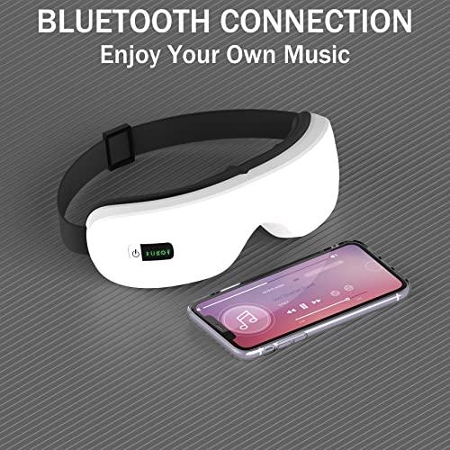 Viallct Eye Massager with Heat, Heated Eye Mask for Dry Eyes, Bluetooth Music Rechargeable Eye Care Massager Device for Eye Relaxation, Relieve Eye Strain Dry Eyes, Improve Sleep, White