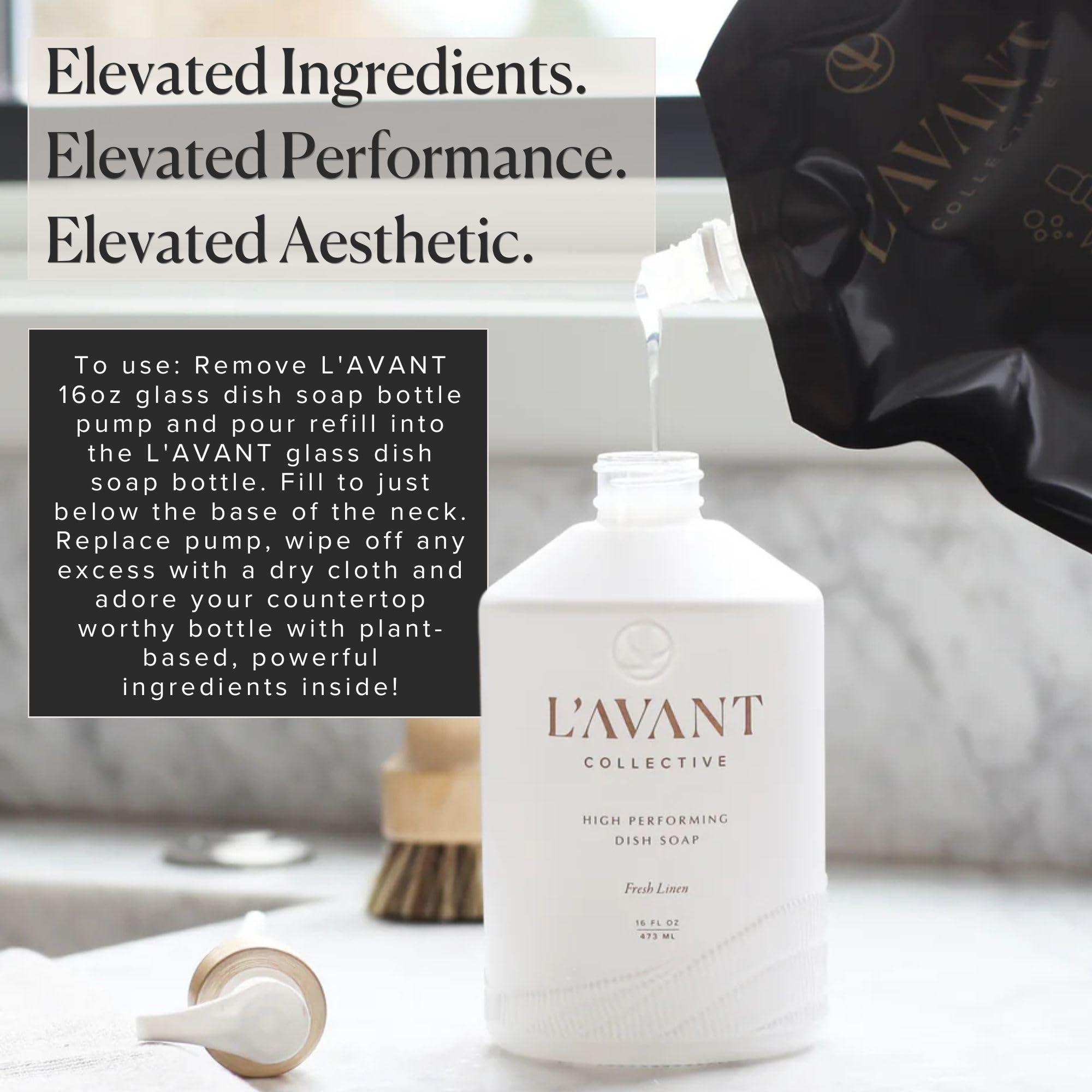 L\'AVANT Collective L\'AVANT Collective High Performing Dish Soap Refill | Plant-Based Ingredients & High Performing Formula | Fresh Linen Scent | 32 FL oz/946 mL