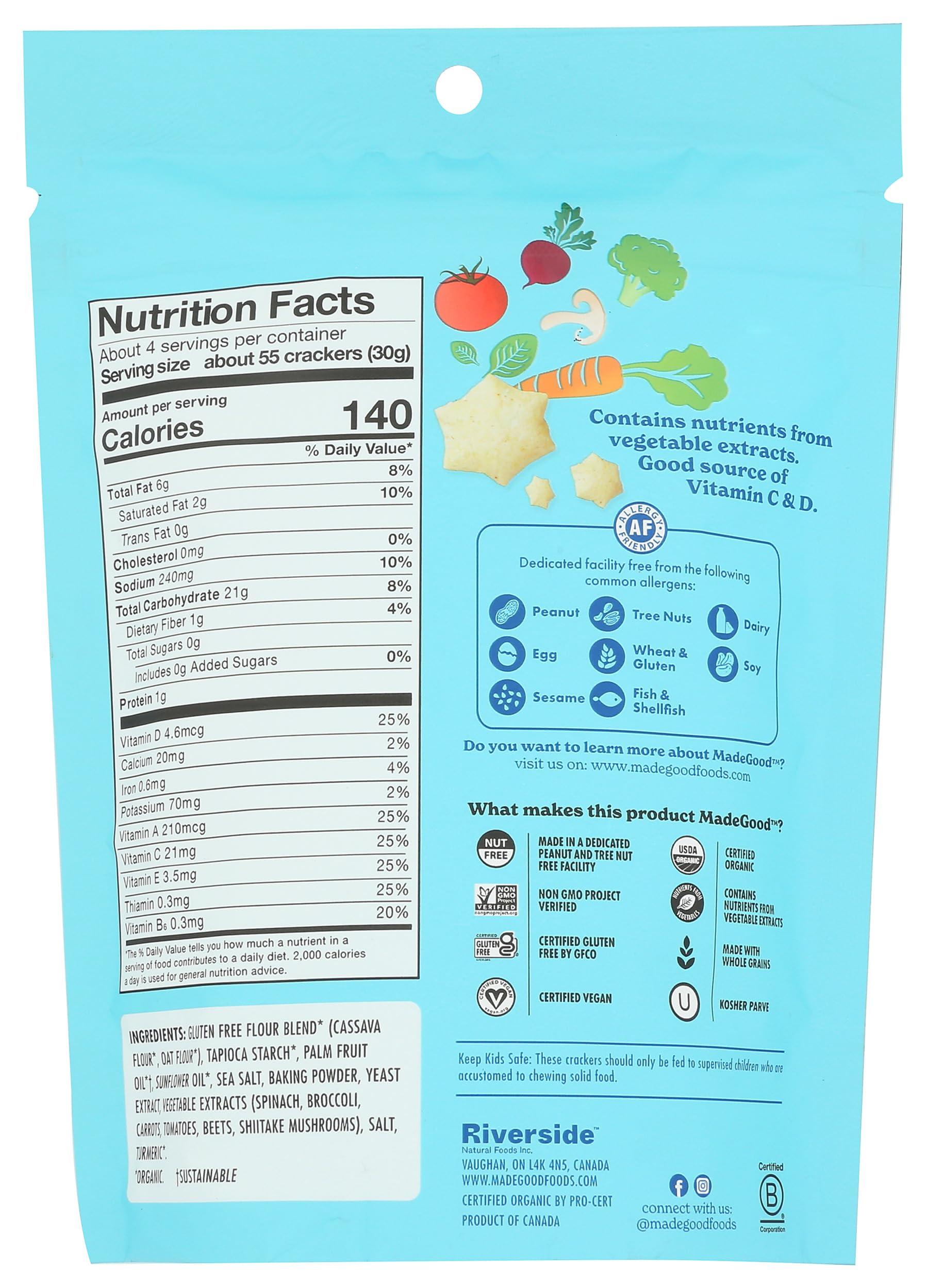 Made Good MadeGood Sea Salt Star Puffed Crackers, 4.26oz Pouch, Organic Snacks