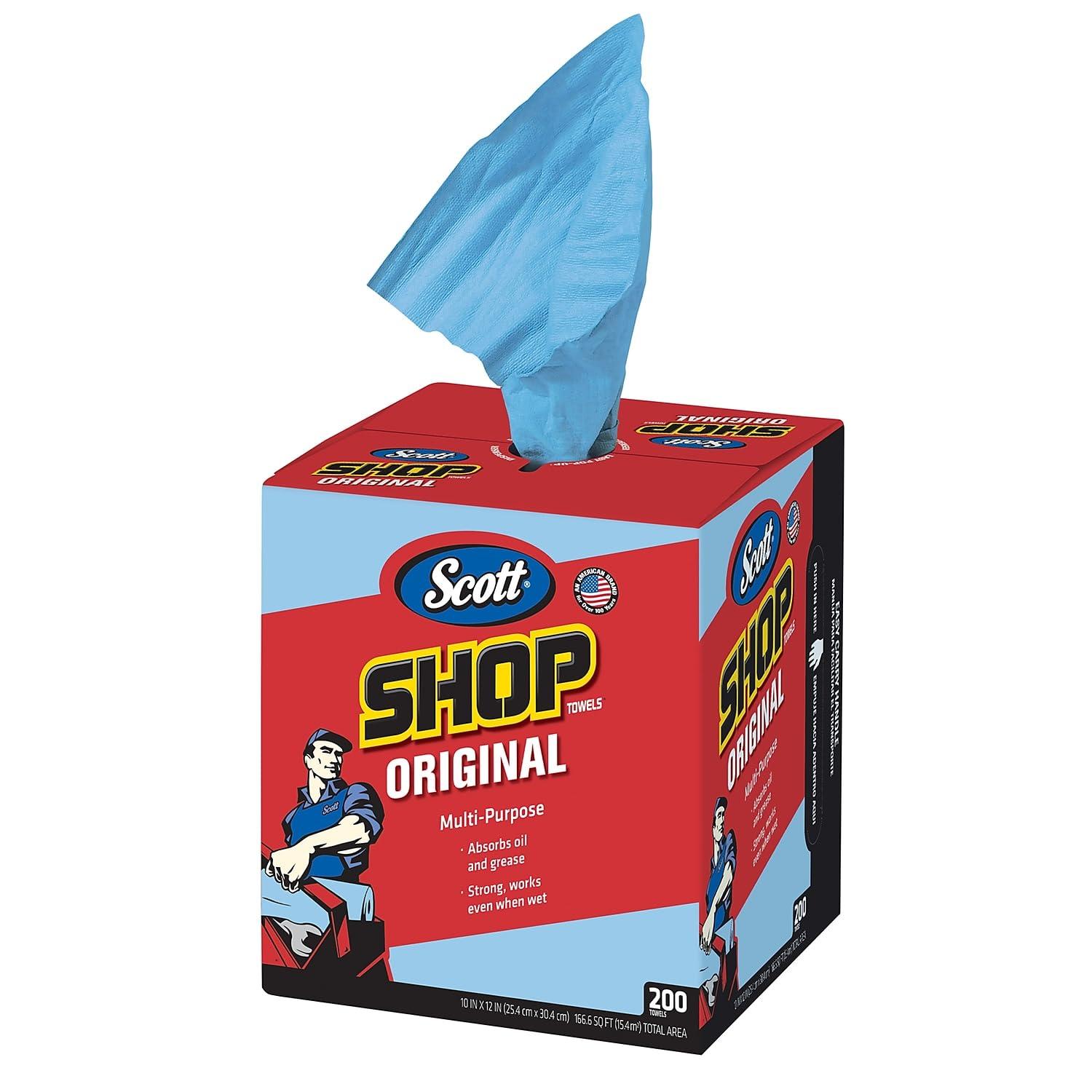 Kimberly-Clark Scott Shop Towels Wipers Blue 200 Wipers/Box 8 Boxes/Carton (75190) (478463)