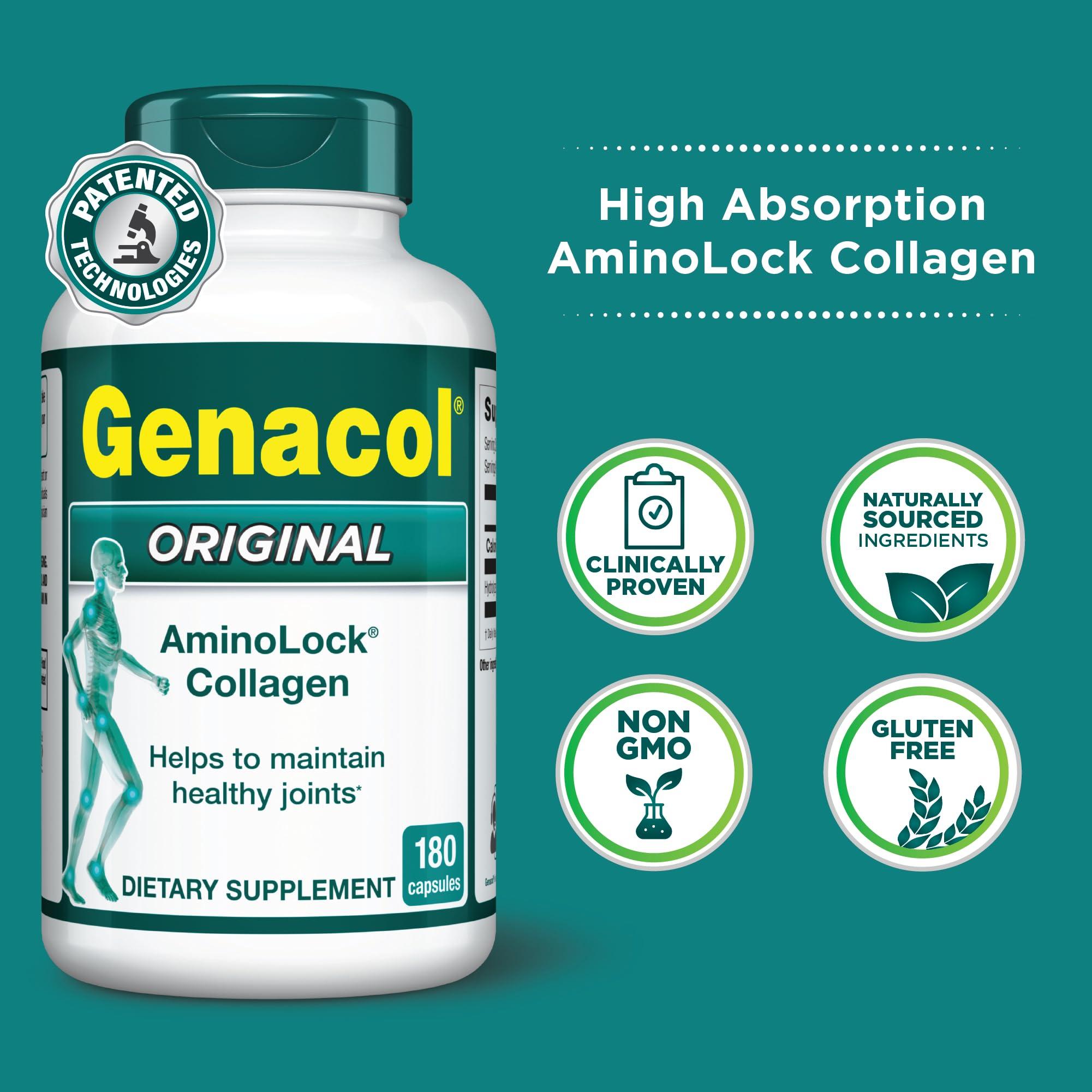 Genacol Collagen Peptides Joint Supplements for Men & Women by Genacol | Exclusive Hydrolyzed Collagen Pills | Helps Maintain Healthy Joints | Colageno Hidrolizado | Genacol Original 180 Capsules