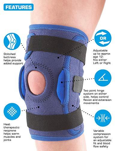 Neo-G Neo G Knee Brace for Kids, Hinged Open Patella - Side Hinges Support For ACL, Juvenile Arthritis Relief, Joint Pain, Meniscus Pain - Adjustable Compression - Class 1 Medical Device - One Size - Blue