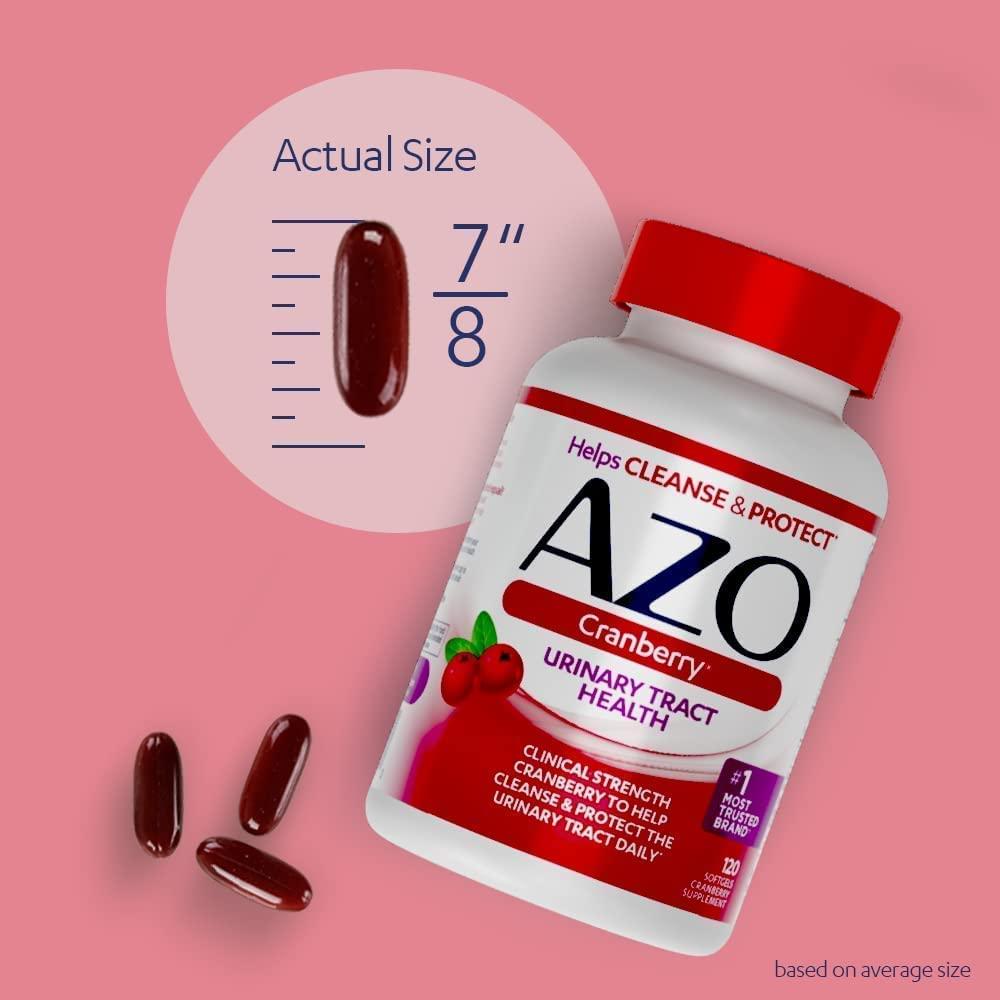 AZO AZO Cranberry Urinary Tract Health Supplement, 1 Serving : 1 Glass of Cranberry Juice, Sugar Free Cranberry Pills, Non-GMO, 3 Month Supply, 100 Softgels (Pack of 2)
