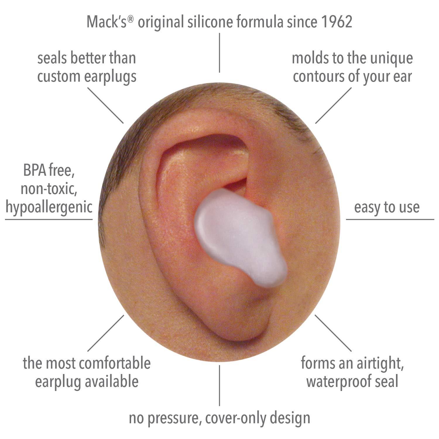Mack's Mack’s Pillow Soft Silicone Earplugs – 2 Pair – The Original Moldable Silicone Putty Ear Plugs for Sleeping, Snoring, Swimming, Travel, Concerts and Studying