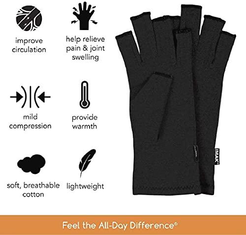IMAK Imak - Compression Arthritis Gloves for Pain & Stiffness of Hands, One Pair of 2 Gloves -Black, Large