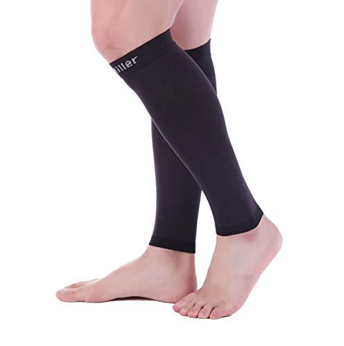 Doc Miller Doc Miller Calf Compression Sleeve Women and Men- 20-30 mmHg - 2 Pairs Calf Sleeve for Surgery Recovery Maternity Shin Splints Varicose Veins and Calf Injuries - Small Size - Black Color