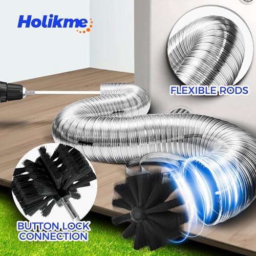 Holikme Holikme 32 Feet Dryer Vent Cleaning Brush Kit, Lint Remover,Fireplace Chimney Brushes, Extends Up to 32 Feet, Synthetic Brush Head, Use with or Without a Power Drill