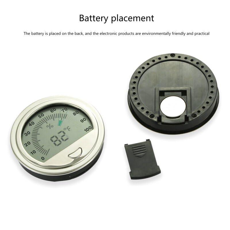 JKHFDDIG Digital Thermometer Hygrometer Humidity Temperature Meter for Cigar Round Shape M4YD (Color : Silver)