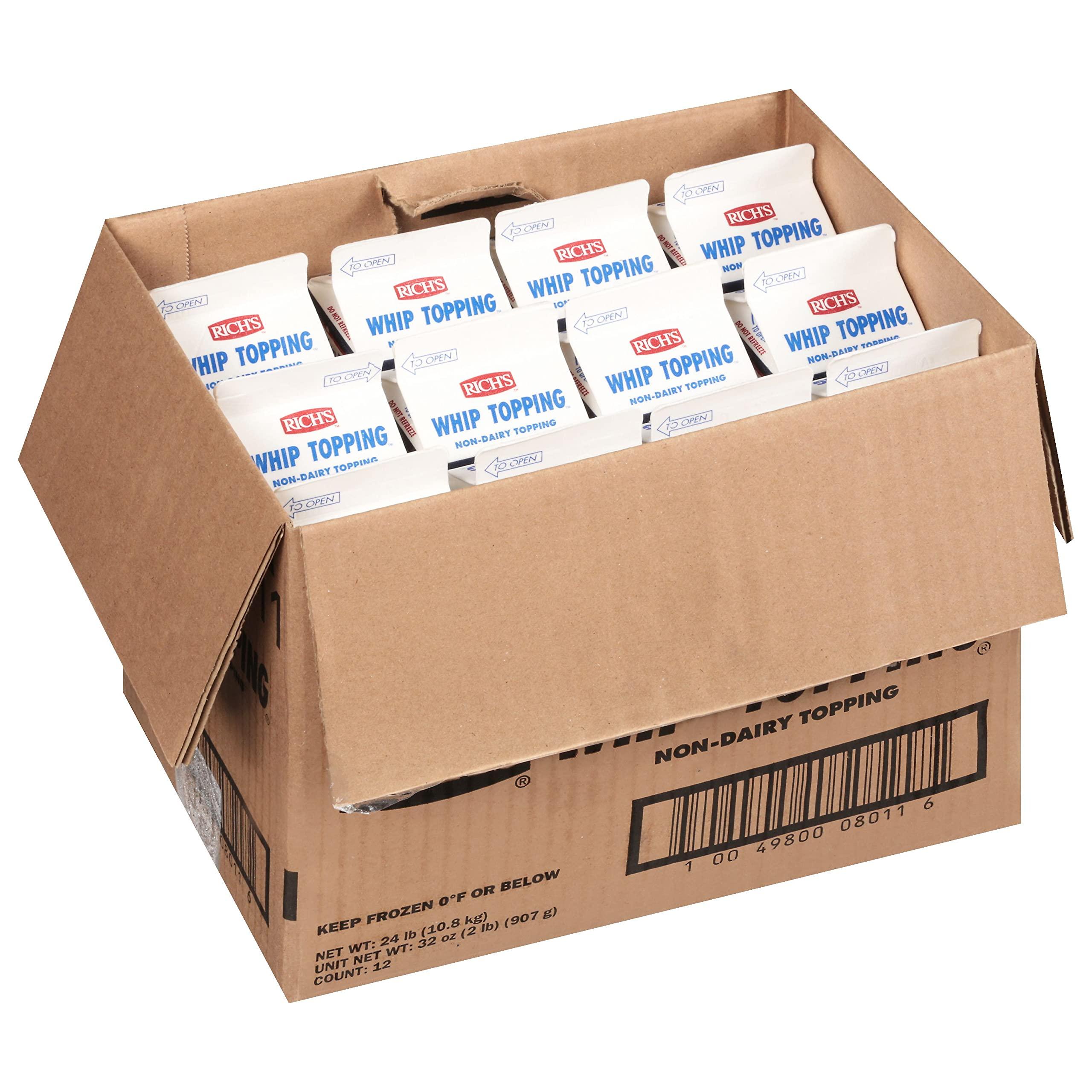 Rich\'s Rich\'s Non-Dairy Liquid Whip Topping, Thaw, Pour, and Whip for a Sweet Dessert Filling and Topping, 2lb Cartons, 12 per case