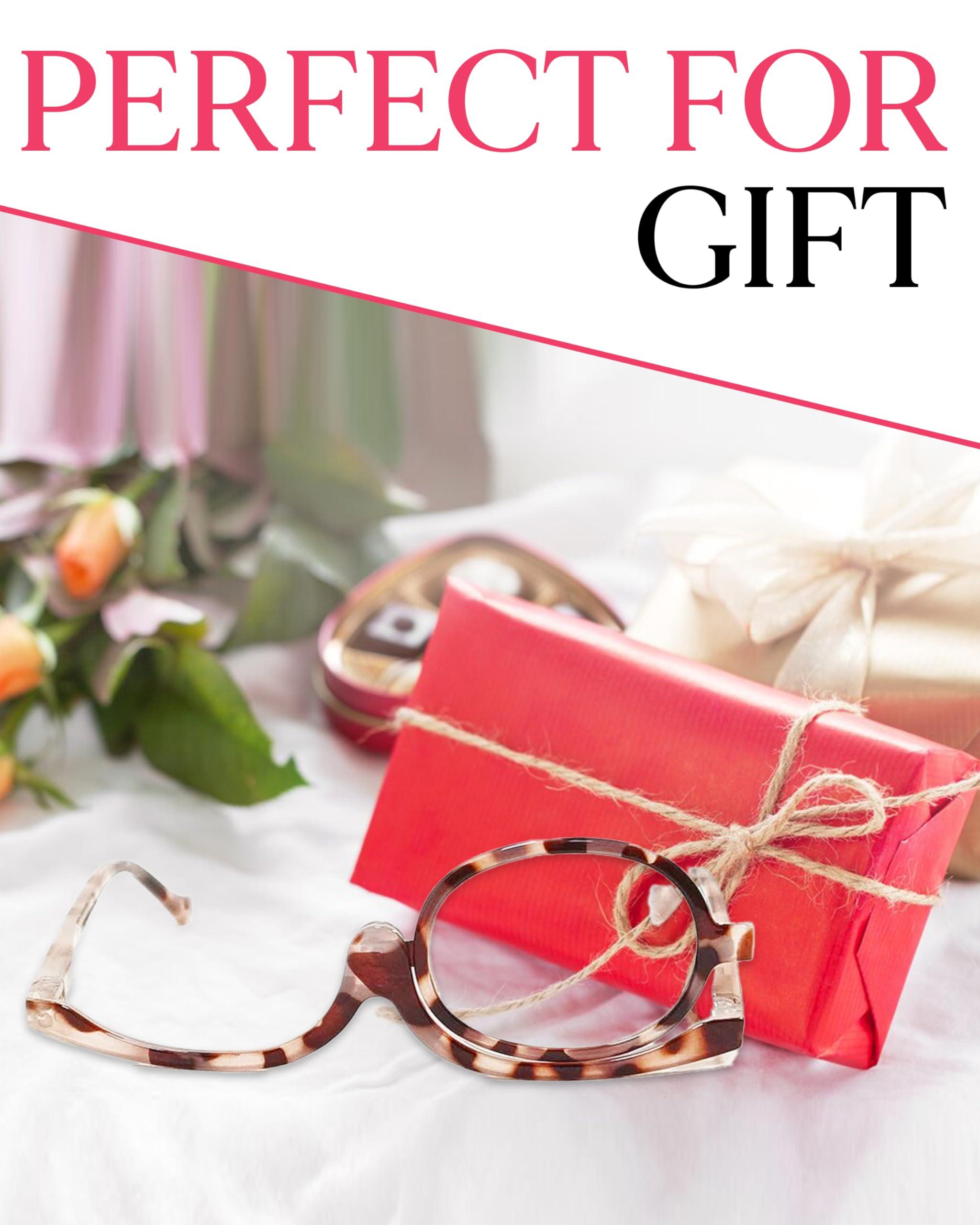 VICCI VICCI Makeup Reading Glasses | Cosmetic Readers Flip Up Lens Magnifying Eyeglasses for Women | Dual-Purpose Functionality, Lightweight Makeup Glasses Offer Distortion-Free Vision +1 | Tortoise