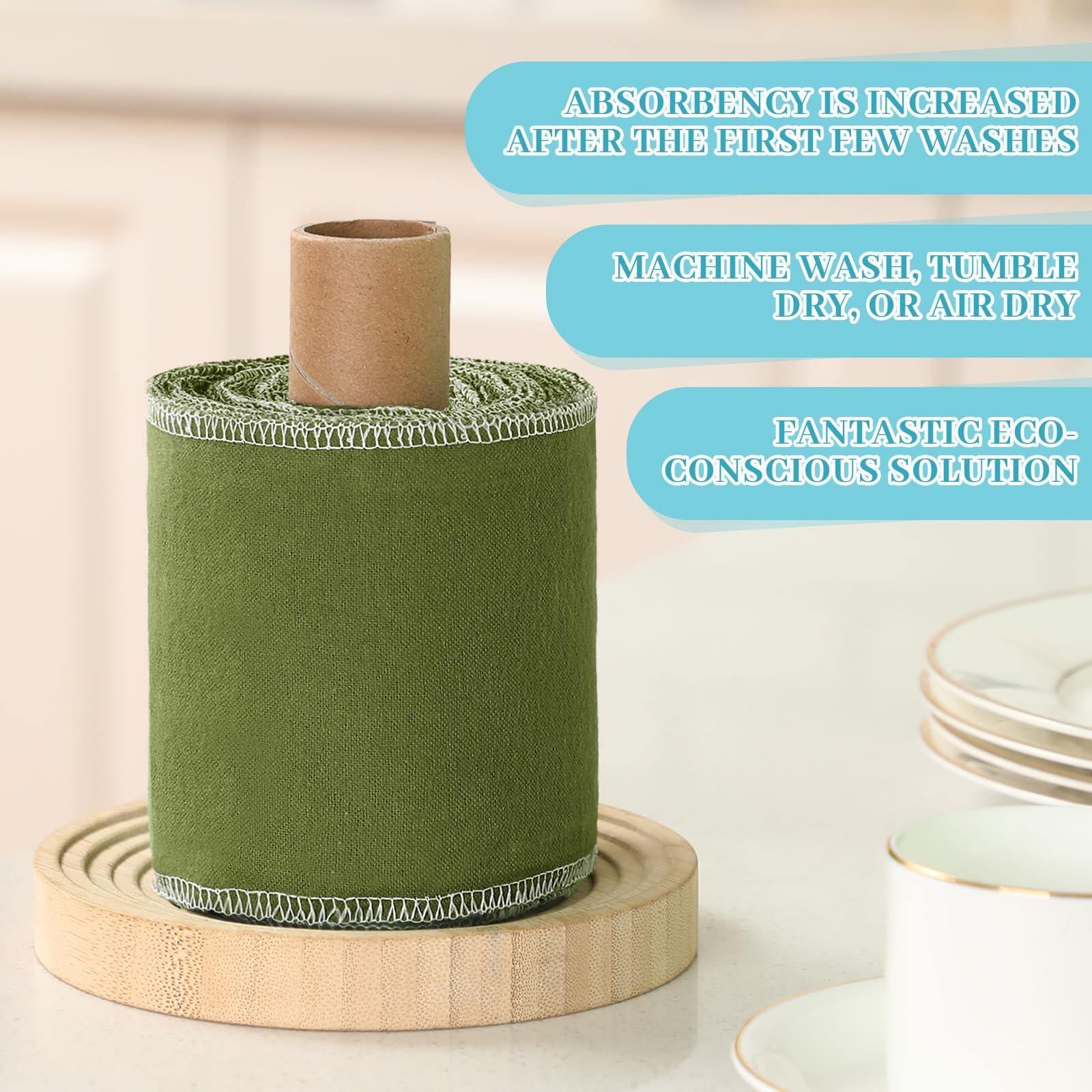 FuWeave FuWeave 30 Pack Reusable Toilet Paper Towels Bidet Towels Reusable Washable Toilet Paper Bulk Paperless Towels Rolls Cotton Treadmill Family Cloth Wipes(Classic,Green)