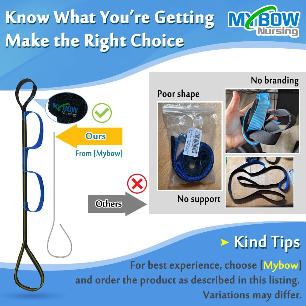 Mybow Leg Lifter Strap Medical Foot Lift After Surgery for Knee Hip Replacement Recovery Kit Mobility Aids Physical Therapy Leg Pull Strap Rigid Loop Foot Lifter Thigh Portable Leg Lifting Strap - 37" Long