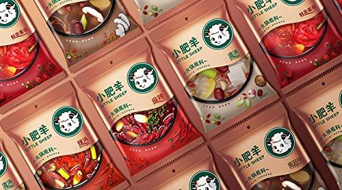 Orchard Hill [Pack of 5] [Free Measuring Spoon] Little Sheep Hotpot Soup Base 5 Flavor Variety Pack (Plain, Hot, Mala Spicy, Mushroom, Big Bone Broth) (, , , , )