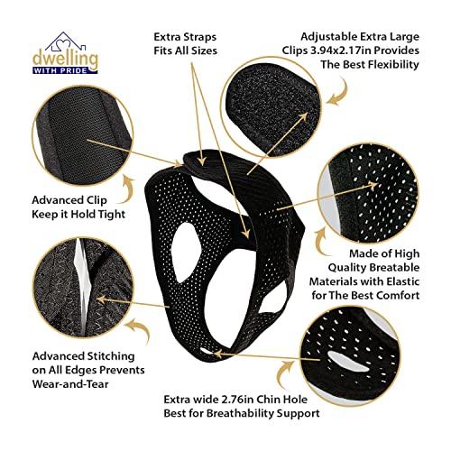 Dwelling With Pride Anti Snore Chin Strap | Anti-Dry Mouth Chin Strap for CPAP Users | Stop Noise | Snoreless Sleeping Solution for Men and Women | Breathing Aid for Snoring