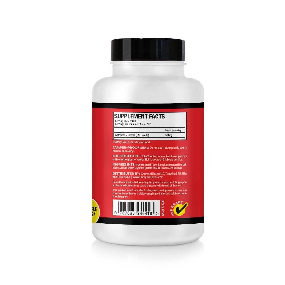 Charcoal House Charcoal House Chewable Activated Charcoal Tablets for Kids | Natural, Vegan, Non-GMO & Gluten Free | for Teeth, Stomach, Gas & Nausea | USP Food Grade | 135 ct.