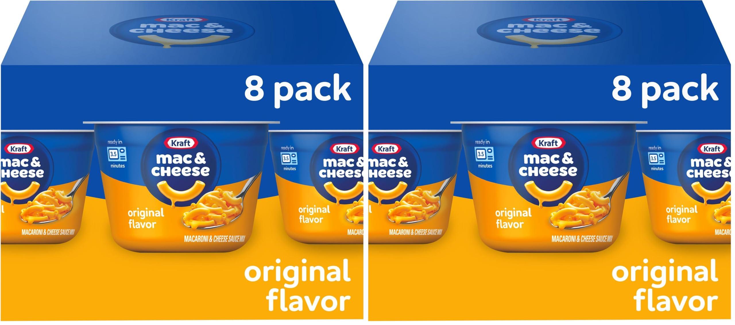Kraft Mac & Cheese Kraft Original Easy Microwavable Macaroni and Cheese Cups (8 ct Box, 2.05 oz Cups) (Pack of 2)