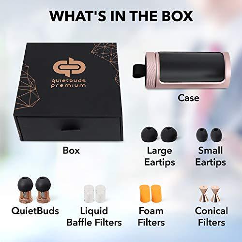 QuietBuds QuietBuds Premium Earplugs - Noise Reduction Ear Plugs with Advance Noise Filtering Technology for Studying Sleeping Blocking Harmful Sound | Hearing Protection Rose Gold Color