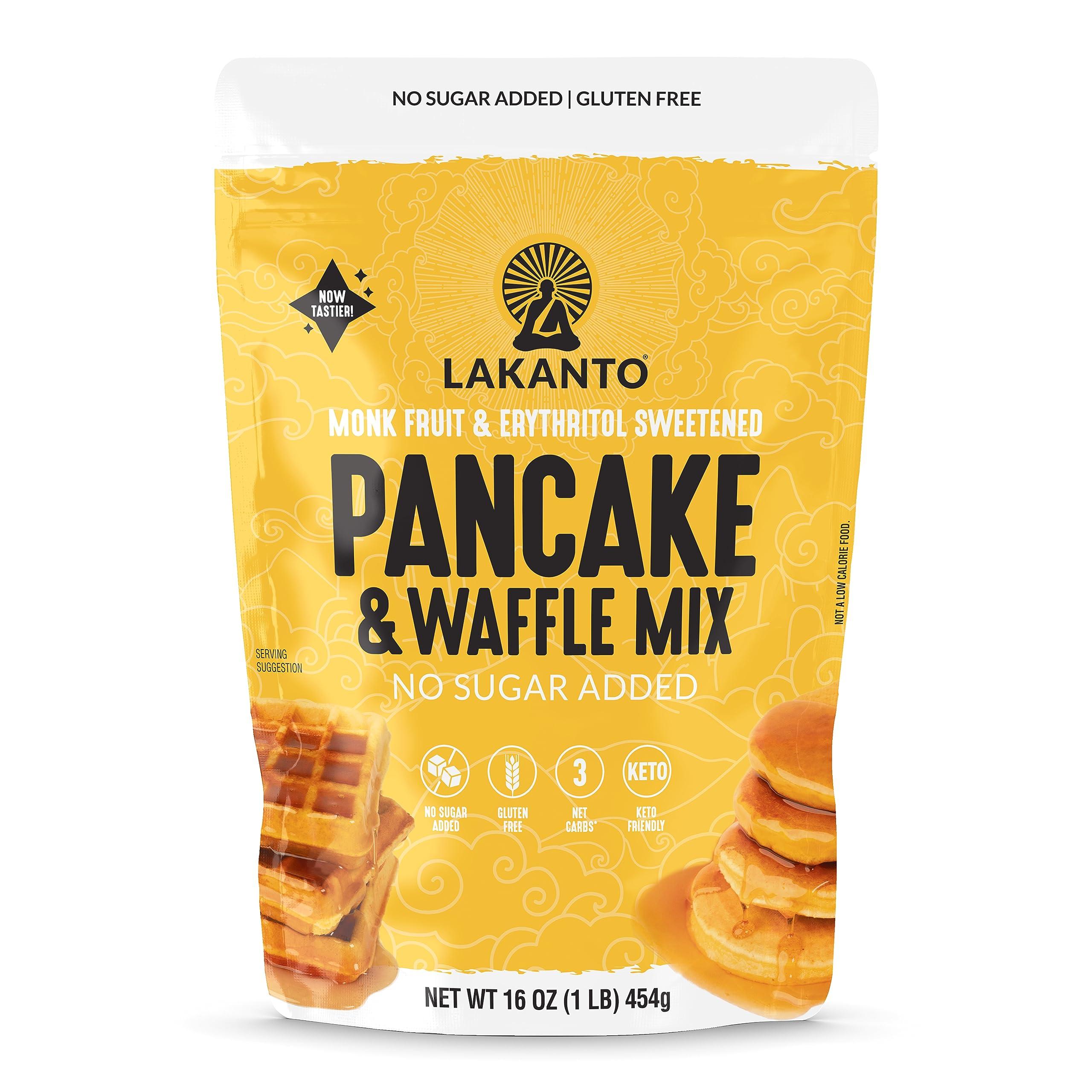 Lakanto Lakanto Pancake and Waffle Mix - Sweetened with Monk Fruit Sweetener and Erythritol, Breakfast, Flapjacks, Almond Flour, Low Net Carbs, Gluten Free, Keto Diet Friendly - 16 oz
