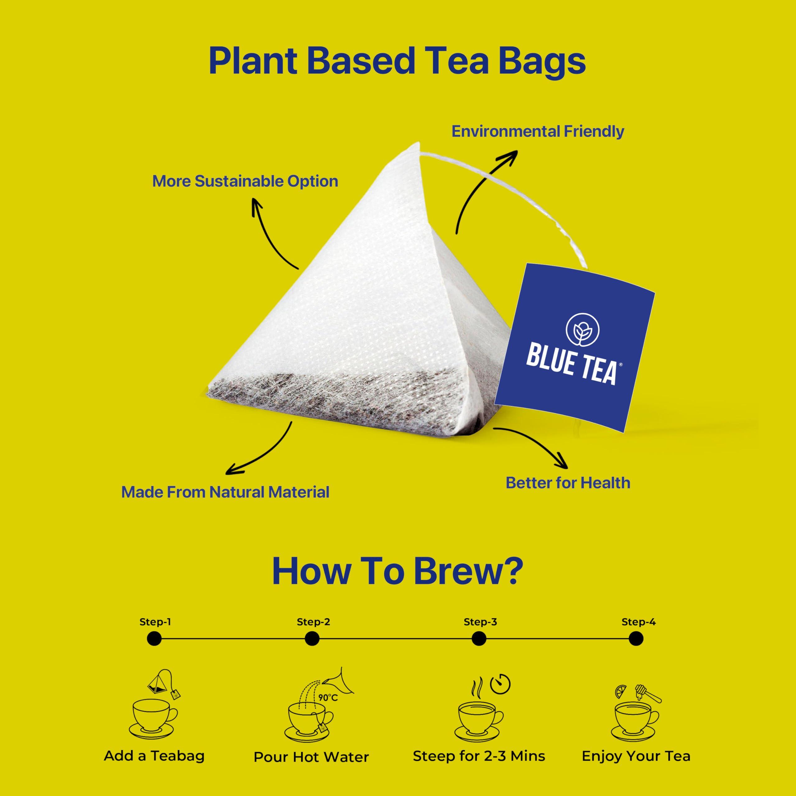 BLUE TEA BLUE TEA - Detox Herbal Tea - 30 Tea Bags - Plant Based | Butterfly Pea Flower - Hibiscus - Mint - Lemongrass | Improves Digestion - Detoxification | Caffeine Free - Vegan - Gluten Free | Ziplock Pack