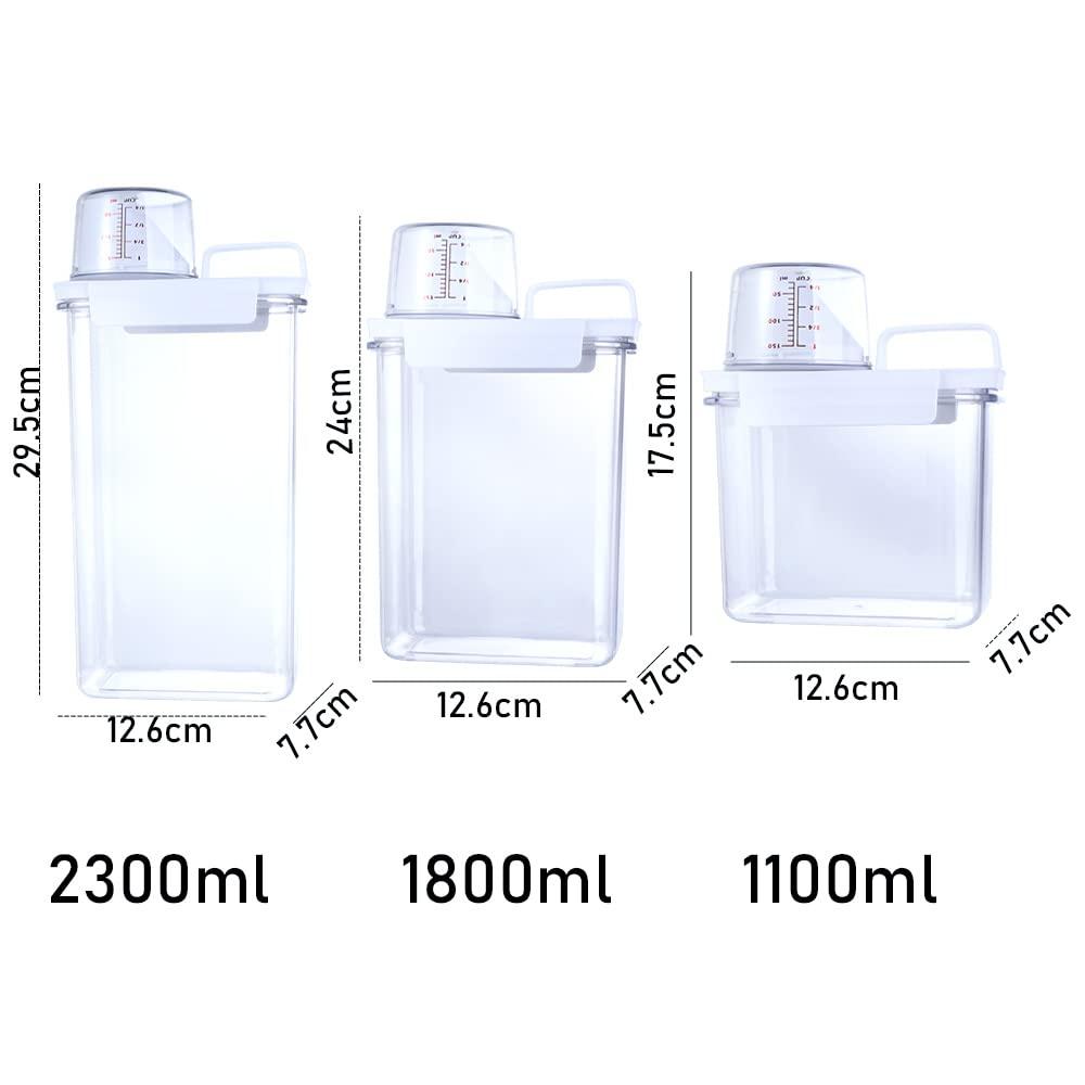 Generic 1PCS Clear Washing Powder Container,Multipurpose Detergent Box Laundry Powder Dispenser Airtight Laundry Detergent Powder Storage Box(S)