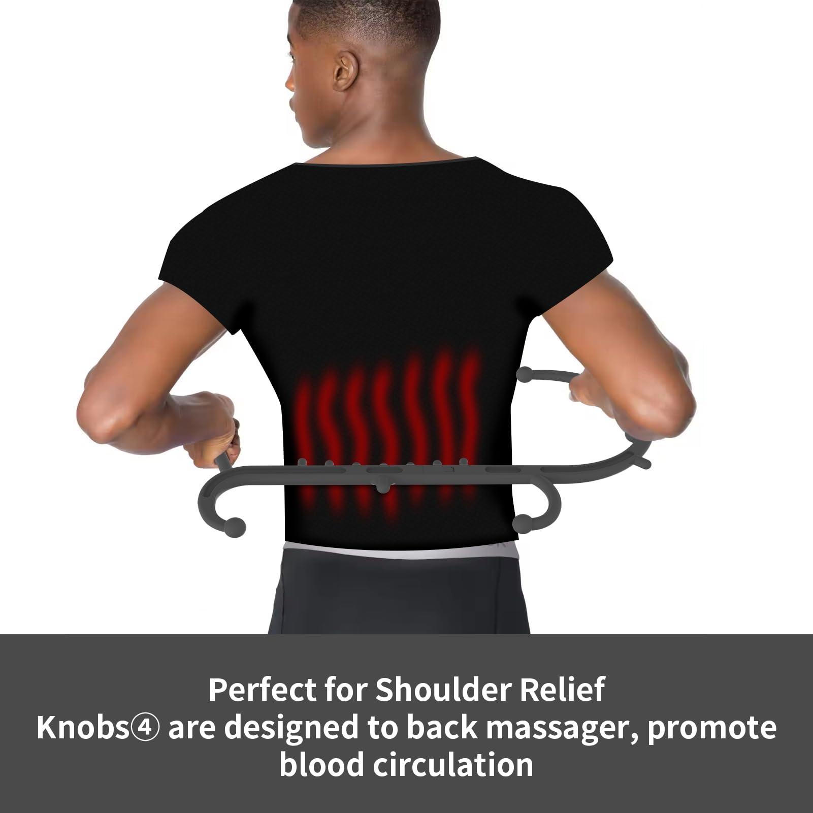 Cubetoou Cubetoou Back and Neck Massager for Pain Relief Deep Tissue, Upgraded Full Body Trigger Point Cane Massage Tools, Massage Stick Pressure Point Hook, Muscle Knot Remover Tool (Black)