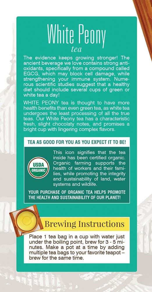 Davidson's Davidson\'s Organics, White Peony, 25-count Tea Bags, Pack of 6