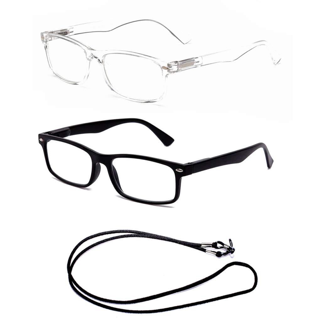 Newbee Fashion Reading Glasses Stylish Simple Reading Glasses Rectangular Spring Hinge Slim Design Comfort Fit
