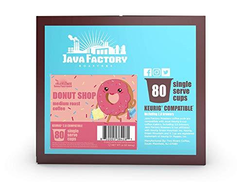 Java Factory Donut Shop Blend by Java Factory, Medium Roast Coffee Pods for Keurig K Cup Brewers, 80 Count