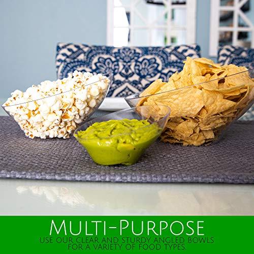 PLASTICPRO PLASTICPRO Disposable Angled Plastic Bowls Round Large Serving Bowl, Elegant for Party's, Snack, or Salad Bowl, White, Pack of 4