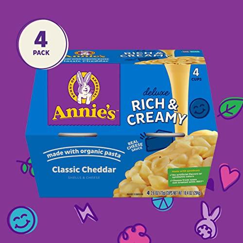 Annie's Homegrown Annie\'s Classic Cheddar Deluxe Rich and Creamy Microwave Mac & Cheese with Organic Pasta, 4 Ct, 2.6 OZ Cups