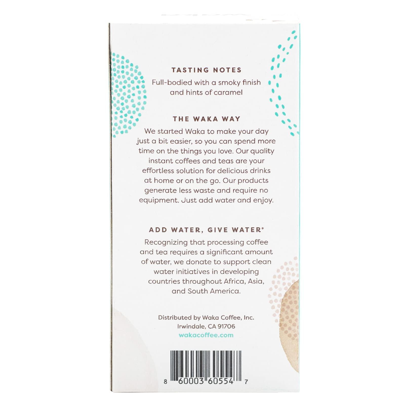 Waka Coffee Waka Premium Instant Dark Roast Coffee (8 Single-Serve Packets) & No Sugar Added Green Tea Powder (200 Cups)