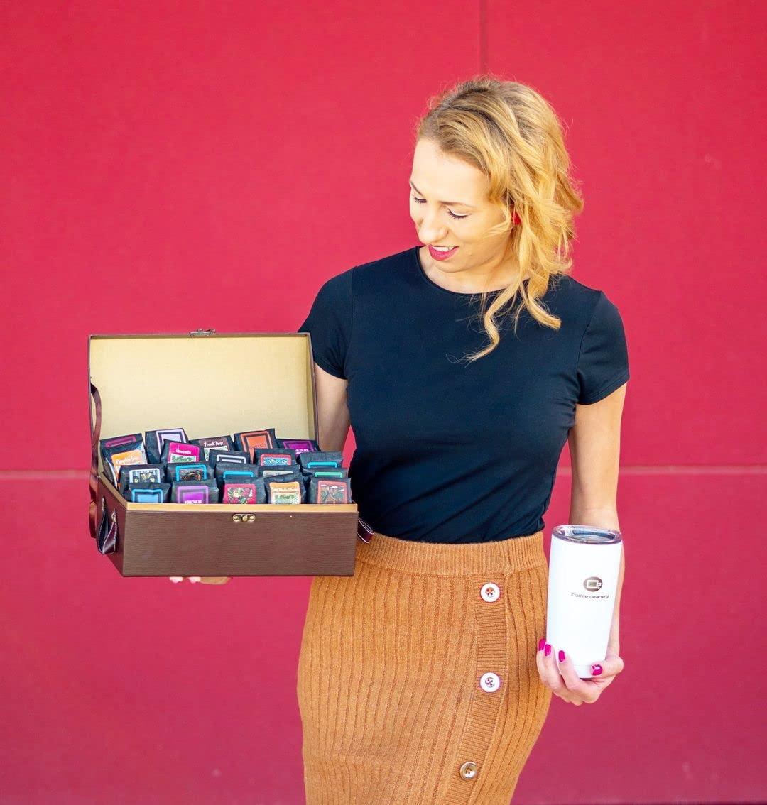 Coffee Beanery Coffee Trunk of Samplers | 20 Ground Samples | Light-Medium Roast | Coffee Gift basket | Coffee Beanery