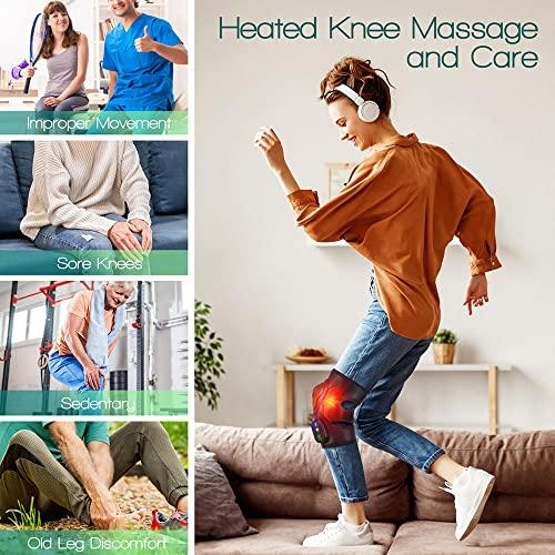 KDFJ Heated Knee Brace Wrap, Heated Knee Massager, 3-Level Adjustable Heating Massage Function with LED Temperature Display Screen for Knee Relax-Single