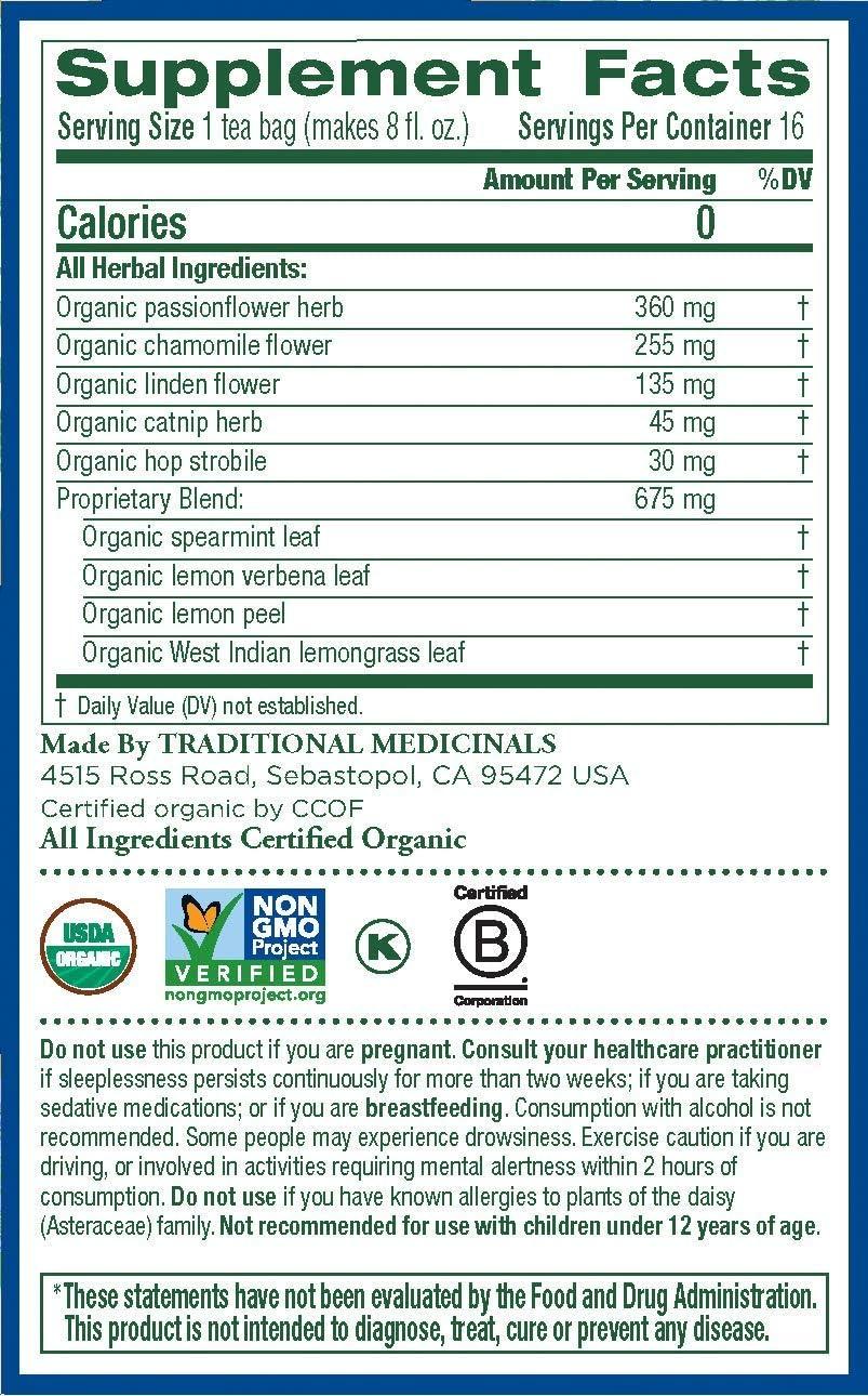 Traditional Medicinals Traditional Medicinals Organic Fair Trade Certified Nighty Night Herbal Tea 16 Count (Pack of 6)