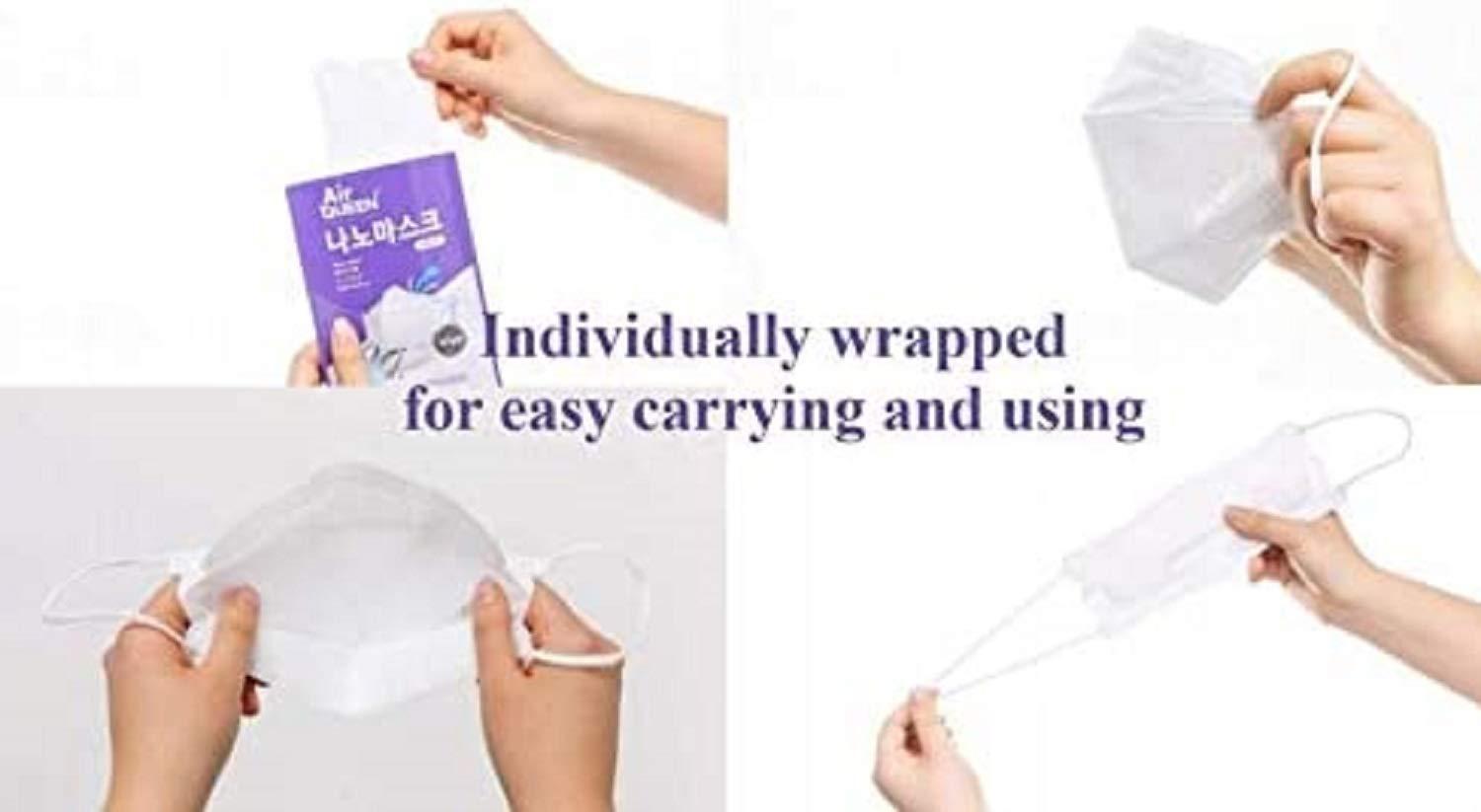 AIRQUEEN Air Queen 3 layer Nano filter Mask, no fog, adjustable nose bridge, light weight, breathable, individually packed