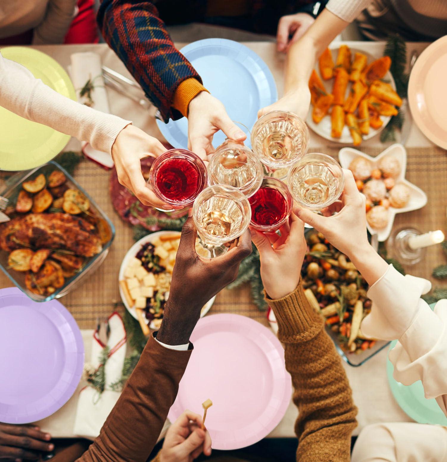 SietDESEO SietDESEO 60 PCS Pastel Rainbow Paper Plates 7 Inch Disposable Plates Dessert Plates Pastel Rainbow Dinner Plates for Wedding Baby Shower Birthday Party Supplies