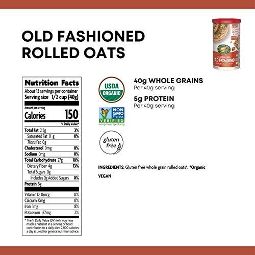 Nature's Path Nature's Path Organic Gluten Free Oats, Old Fashioned Oats, 18 Oz Canister (Pack of 6)