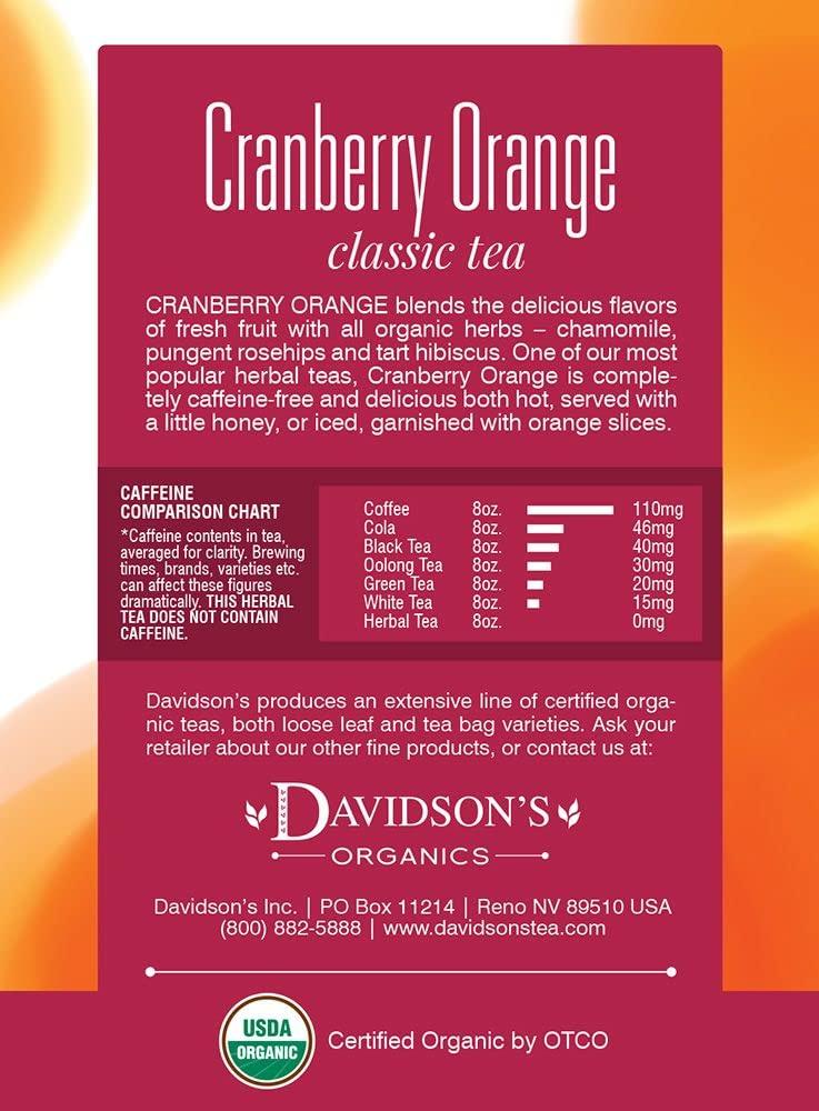 Davidson's Davidson\'s Organics, Cranberry Orange, 8-count Tea Bags, Pack of 12