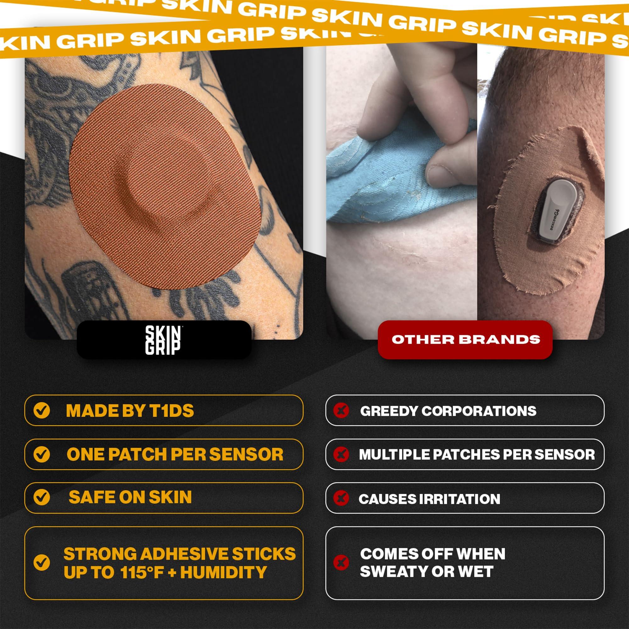 Skin Grip Skin Grip Adhesive Patches for Freestyle Libre 2 CGM  Waterproof & Sweatproof Adhesive for 10-14 Days, Pre-Cut Adhesive Medical Tape, Sensor Cover  20 Pack, Chocolate