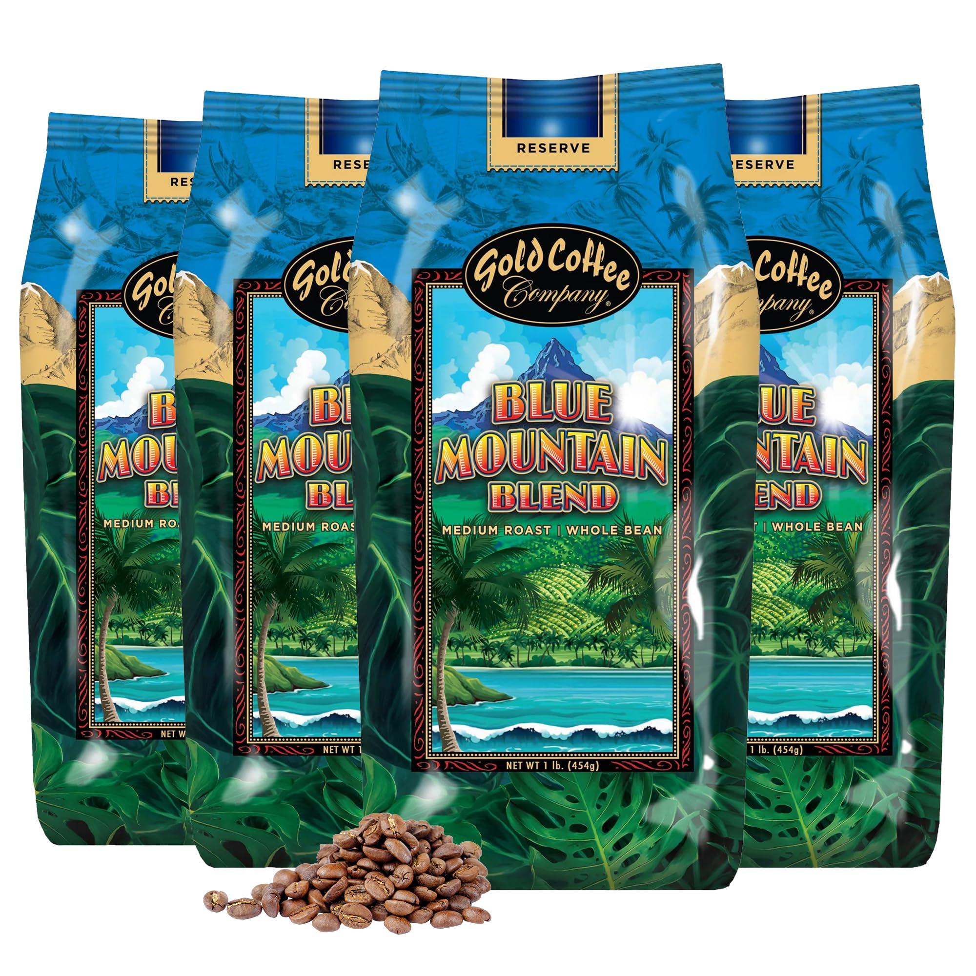 GOLD COFFEE COMPANY Gold Coffee Blue Mountain Blend 1 lb Medium Roast Whole Bean Coffee (Pack of 4)