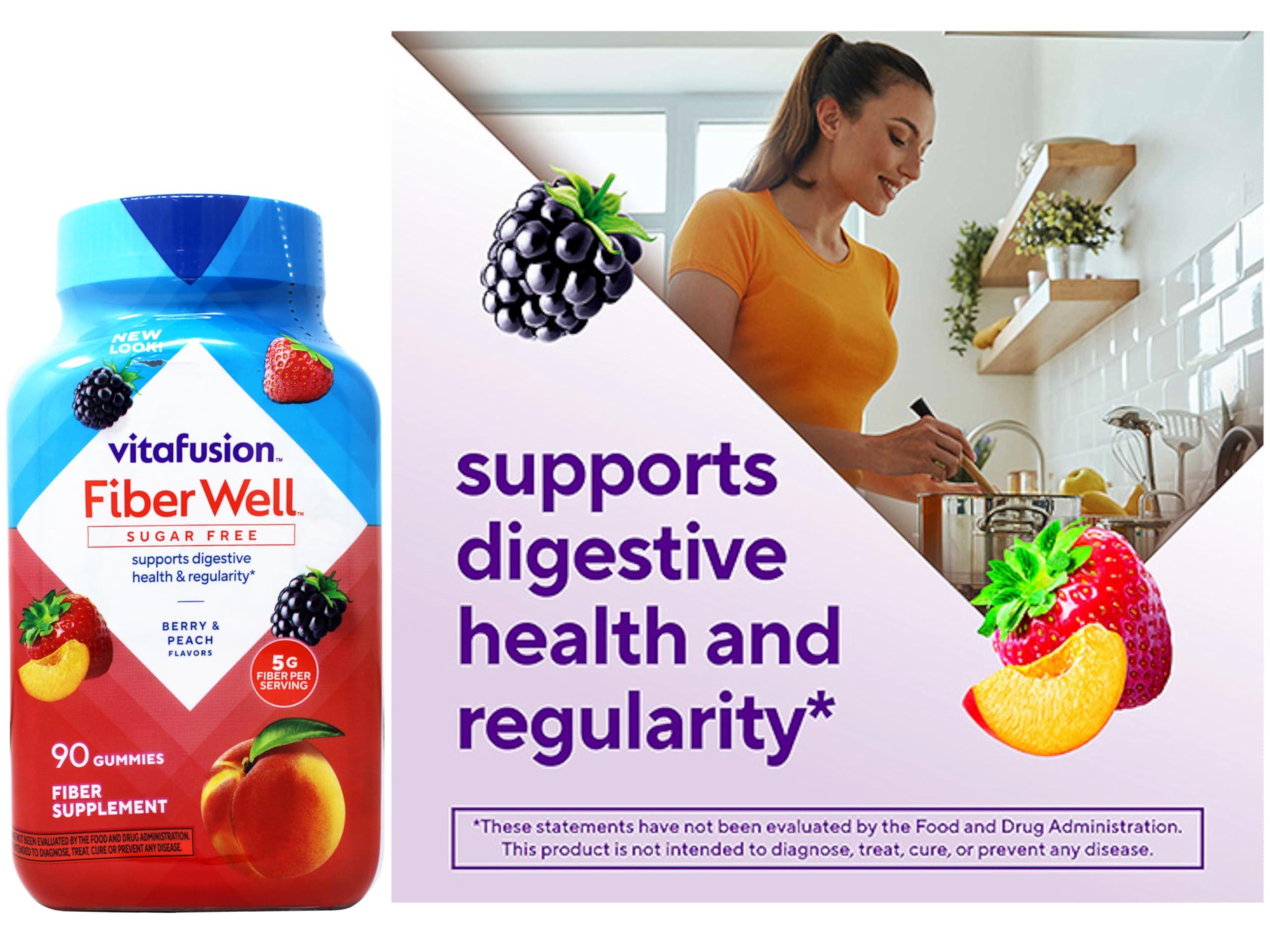 Vitafusion VitaFusion, Fiber Well Gummies, Fiber Supplement, Assorted Flavors - 90 gummies, Pack of 3