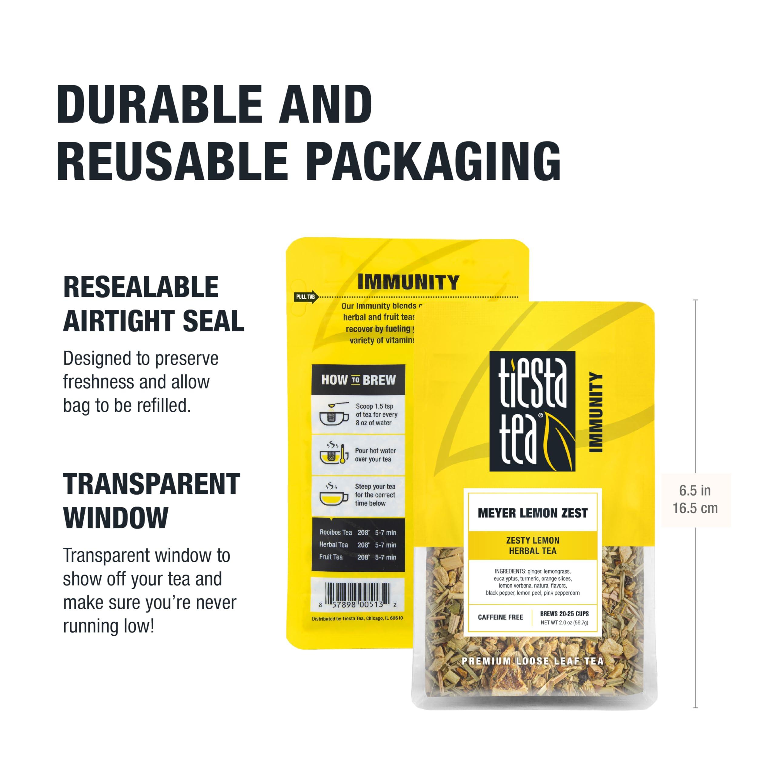 Tiesta Tea Tiesta Tea - Meyer Lemon Zest | Zesty Lemon Herbal Tea | Premium Loose Leaf Tea Blend | Caffeine Free Herbal Tea | Make Hot or Iced & Up to 25 Cups - 2 oz Resealable Pouch