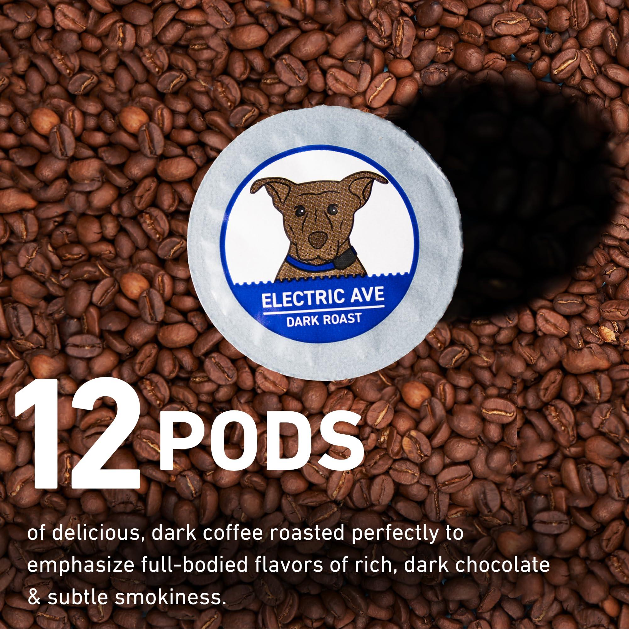 Stella Blue STELLA BLUE Fresh K Cup Coffee Pods | Electric Avenue Blend | 100% Arabica DARK Roast | Ethically & Sustainably Sourced from Central America | Helps Support PAWS Chicago | 12 Single Serve Pods