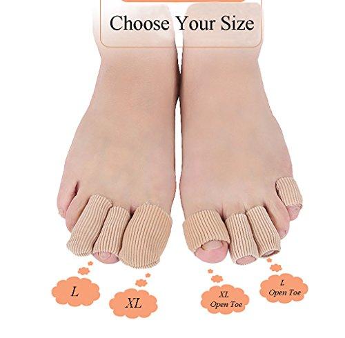 Makhry Makhry 4pcs Toe Protectors Gel Toe Caps Silicone Toe Covers Close Finger Toe Sleeve Tubes to Prevent Pain from Corn, Callus, Blisters(L)