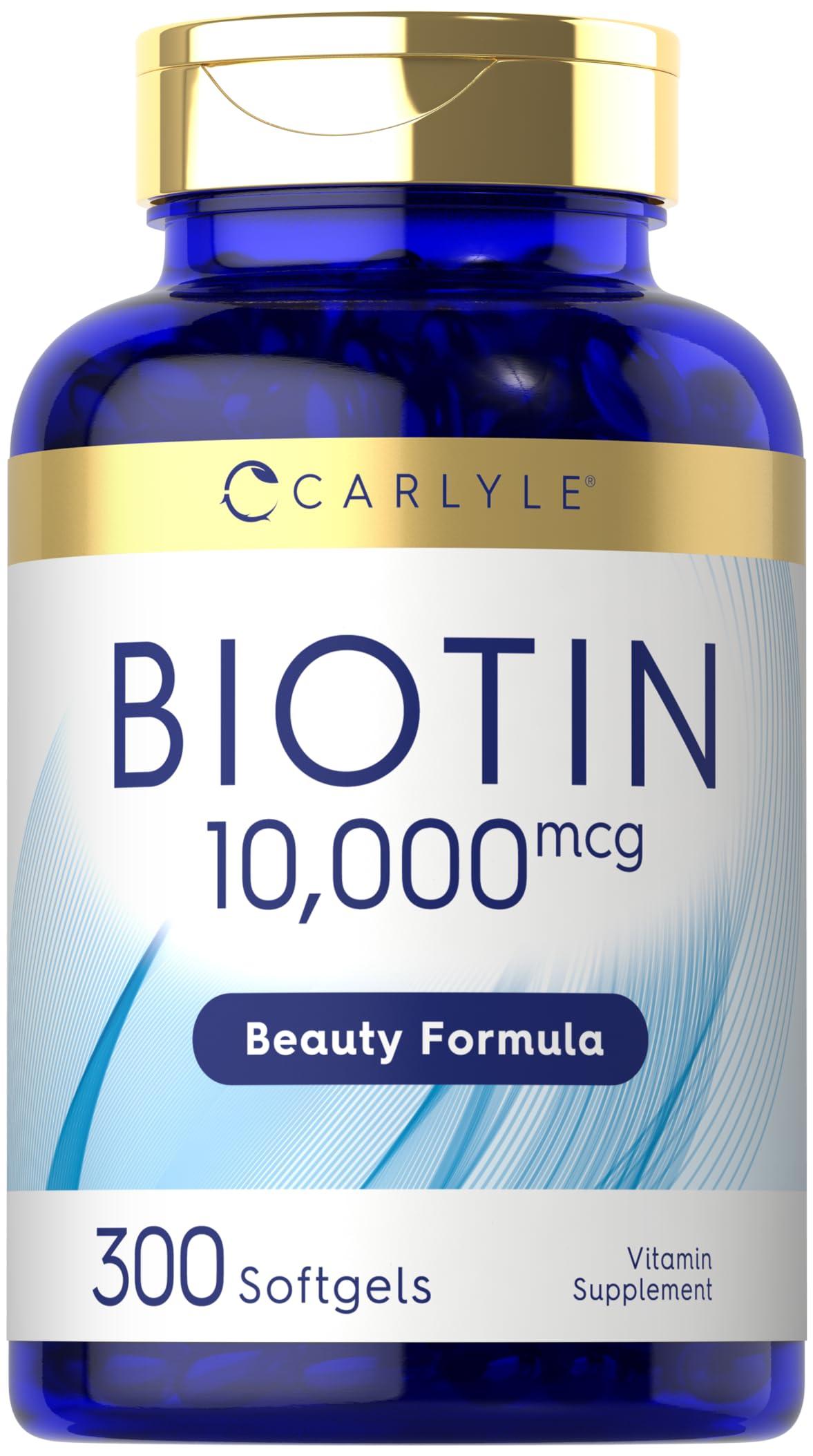 Carlyle Carlyle Biotin 10000mcg | 300 Softgels | Max Strength | Non-GMO, Gluten Free Supplement