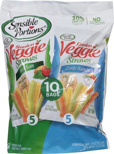 Sensible Portions Sensible Portions Veggie Straws Multi-Pack, Sea Salt and Zesty Ranch Flavor, Gluten-Free Chips, Individual Snacks, 0.75 Ounce Bag, (Pack of 20)