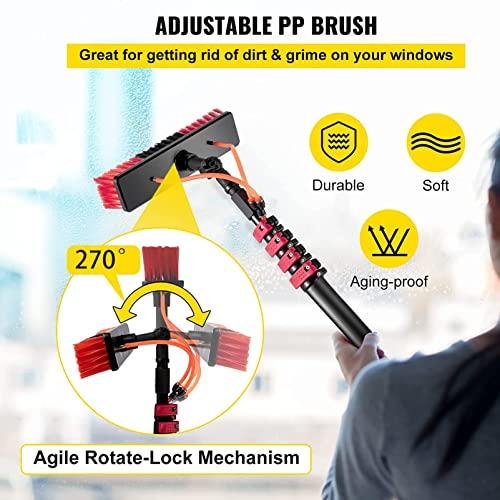 SHENUZ Water Fed Pole for Window & Solar Panel Telescopic Extension Pole Window Cleaning Kit with 4-Hole Water Fed Brush,29FT/9M