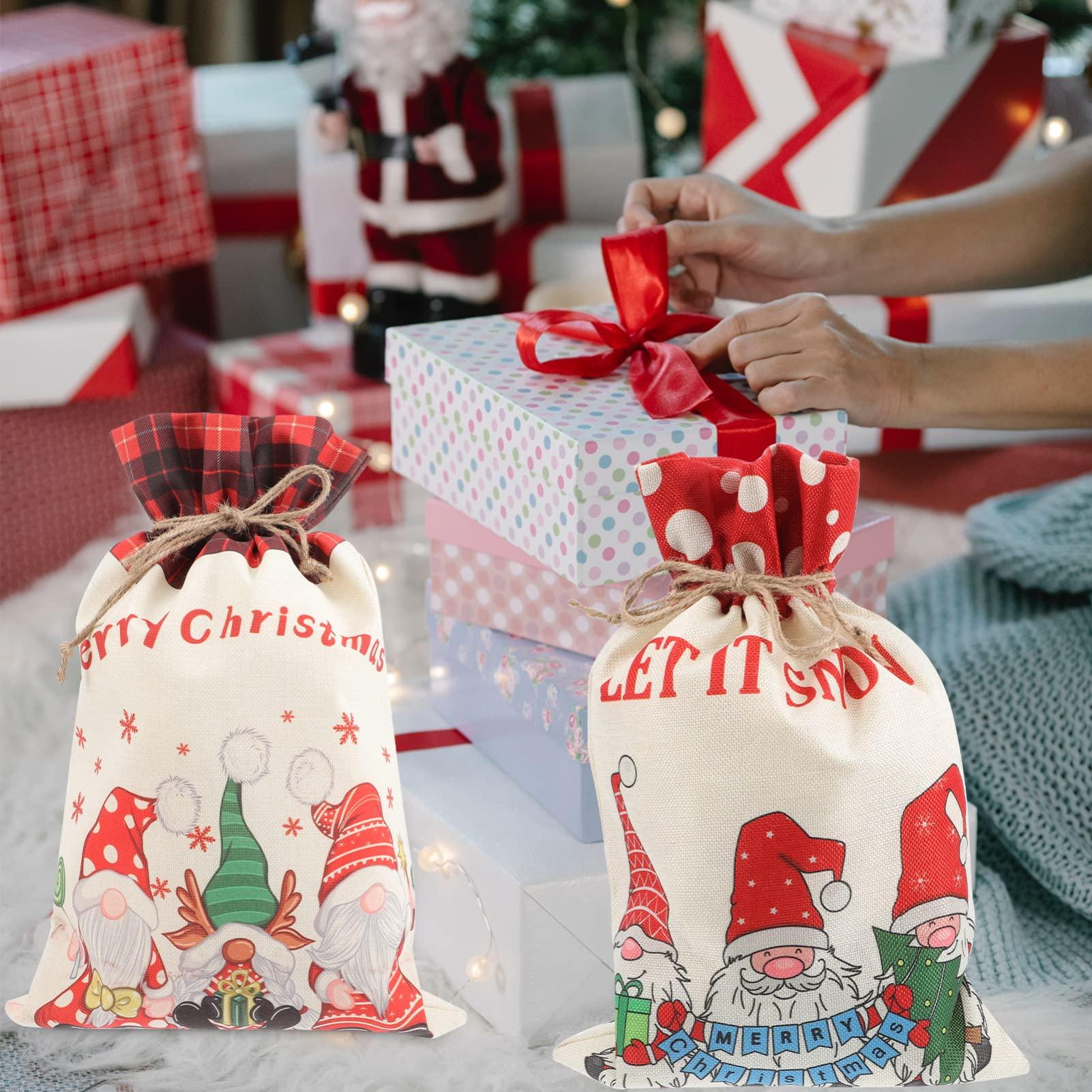 Gadpiparty Gadpiparty 2pcs Cartoon Bag Jewelry Bags Chrismas Bags Prensents Bag for Xmas Christmas Santa Pouches Burlap Bag Xmas Party Favor Bag Linen Sack Drawstring