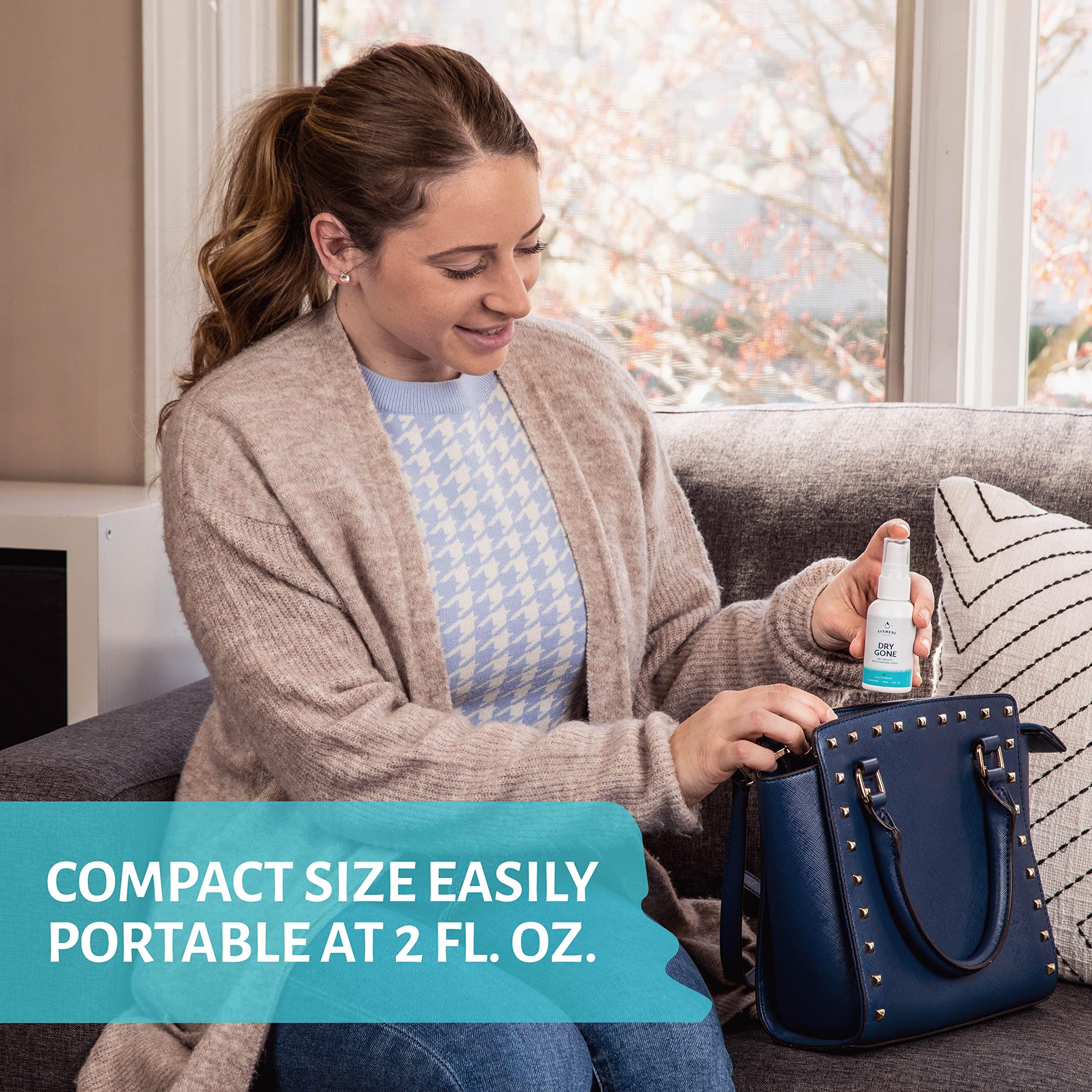 EVEREST ORAL CARE Natural Dry Mouth Moisturizing Spray with Xylitol - Dry Gone Throat Moisturizer Provides Relief from Cotton Mouth with Neem, Peppermint Oil, & Herbal Extracts (2 Fl Oz)