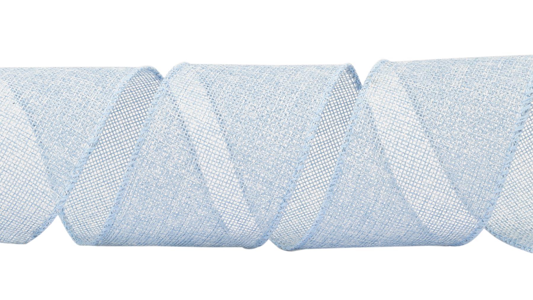 Zofrud Zofrud Lt. Blue Burlap Ribbon - 2.5 Inch x 10 Yards | Faux Jute Wired Ribbon for Wreaths, Christmas Decorations, Rustic Weddings, and Large Bow